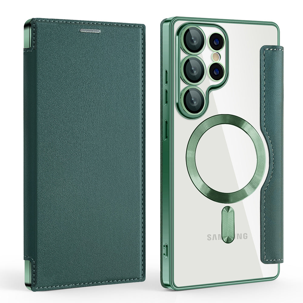 Capa MagSafe para Samsung Galaxy S25 Ultra S938, Techsuit, SmartMag Book, Verde