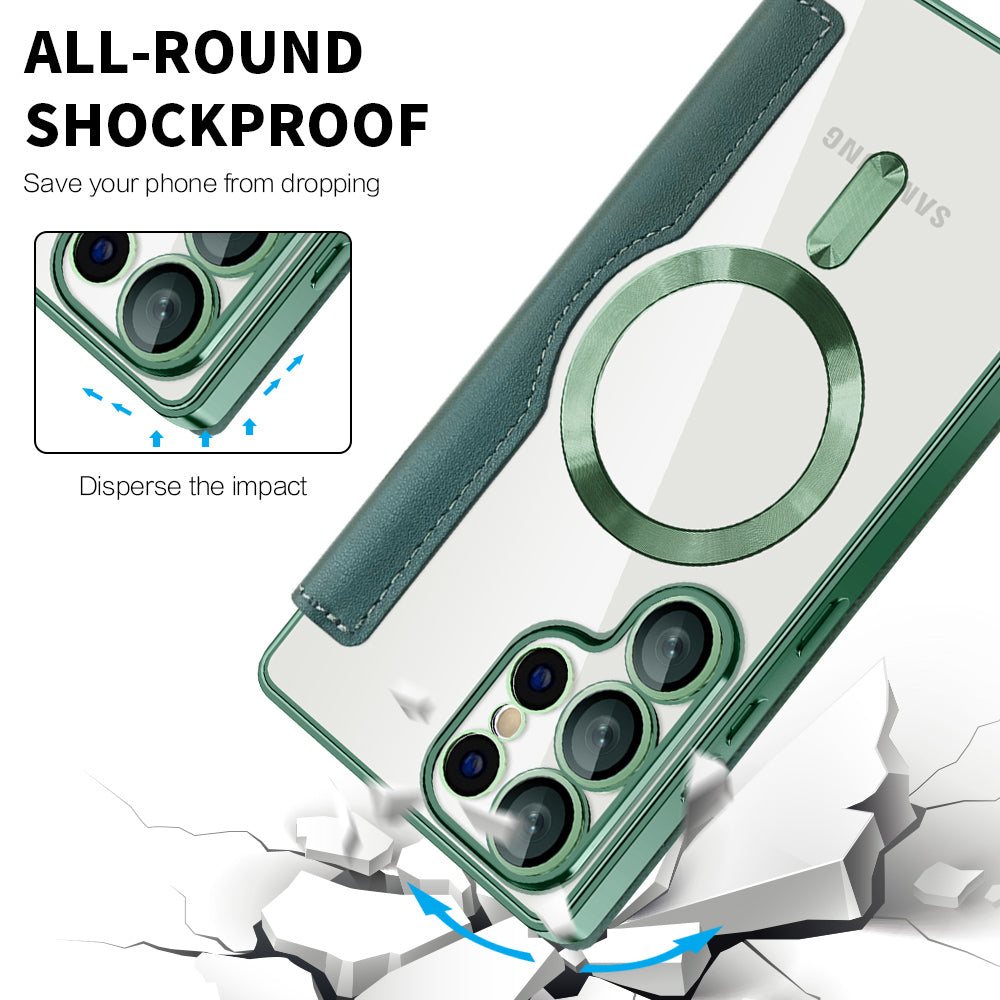 Capa MagSafe para Samsung Galaxy S25 Ultra S938, Techsuit, SmartMag Book, Verde