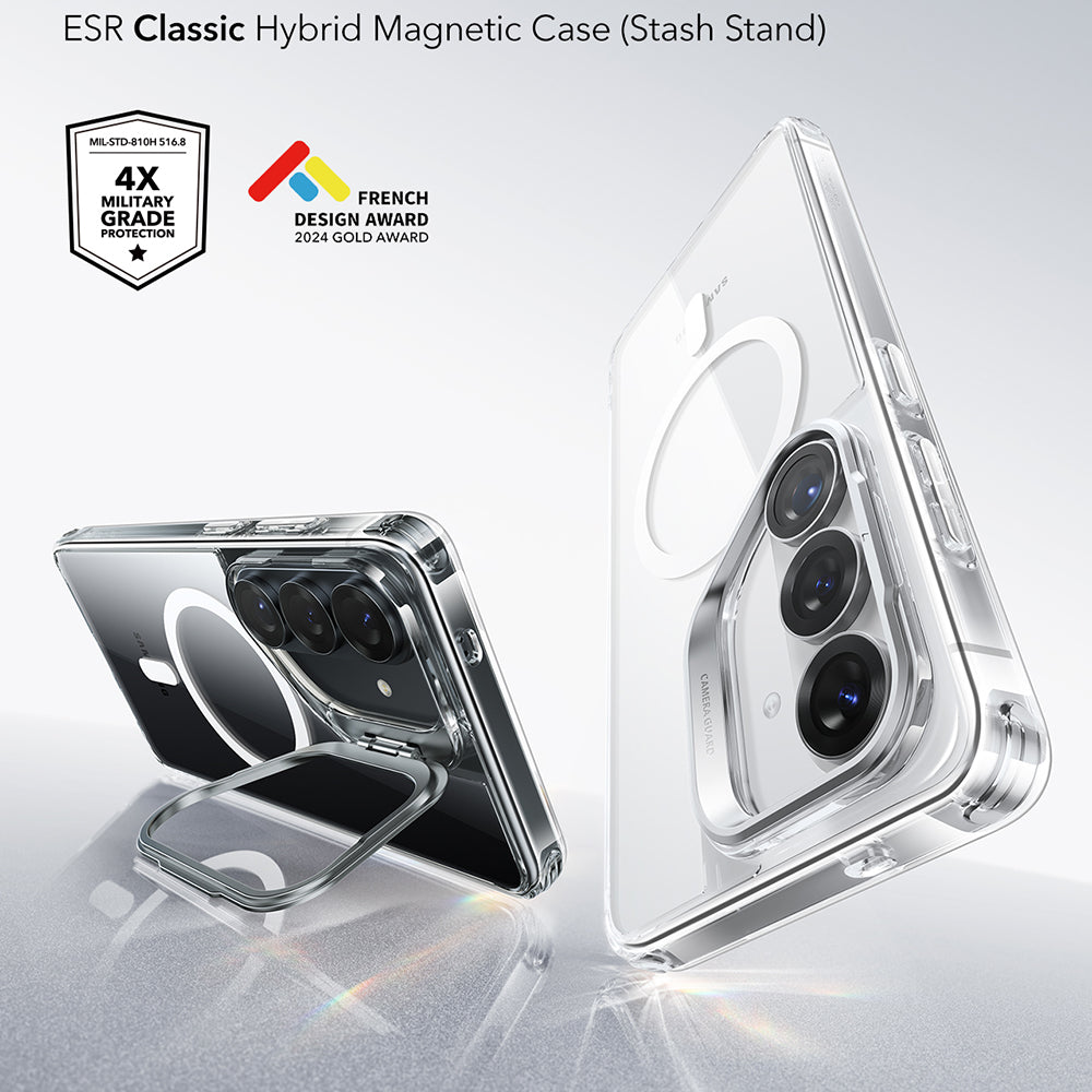 Capa MagSafe para Samsung Galaxy S26 S942, ESR, Classic Hybrid Kickstand, Transparente