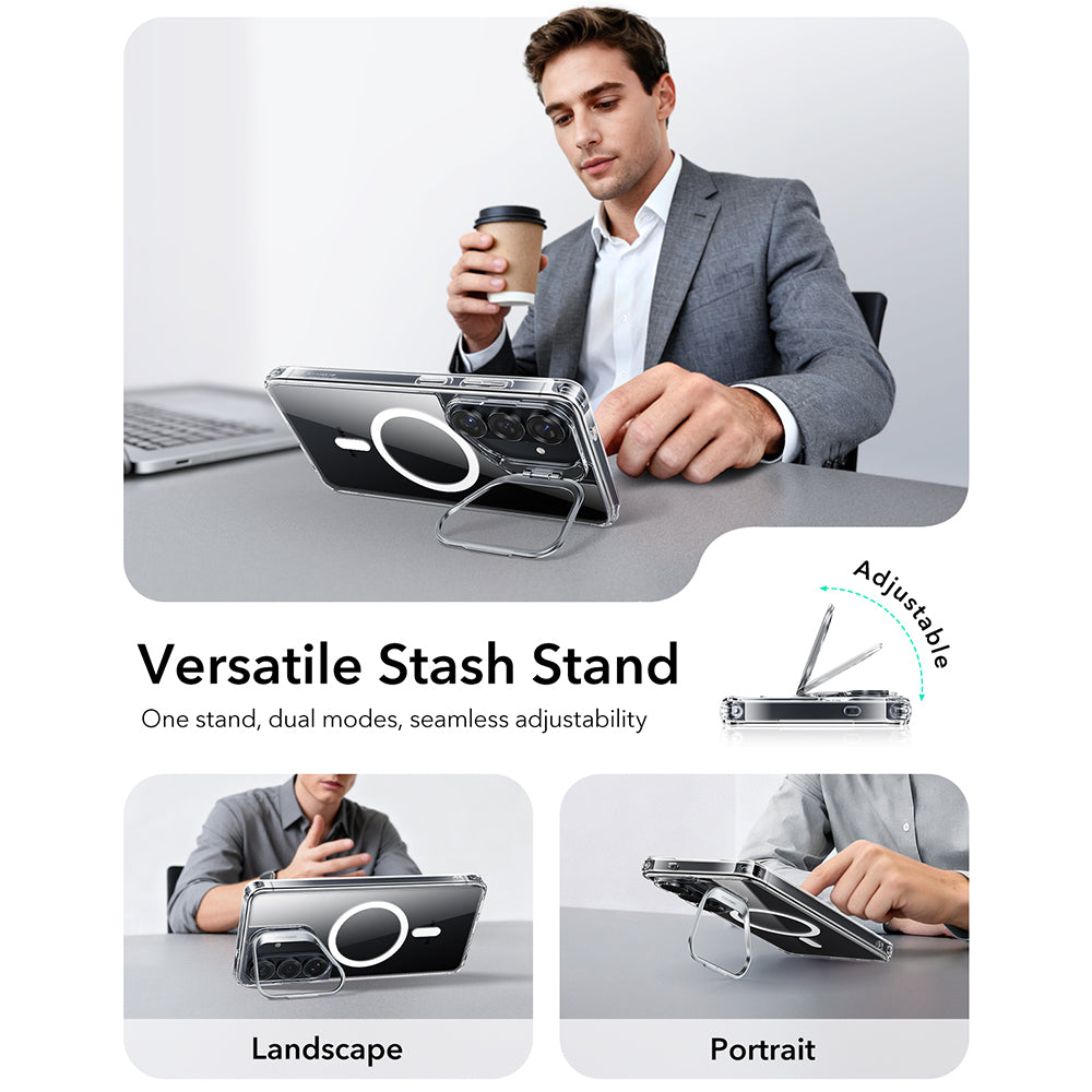 Capa MagSafe para Samsung Galaxy S26 S942, ESR, Classic Hybrid Kickstand, Transparente