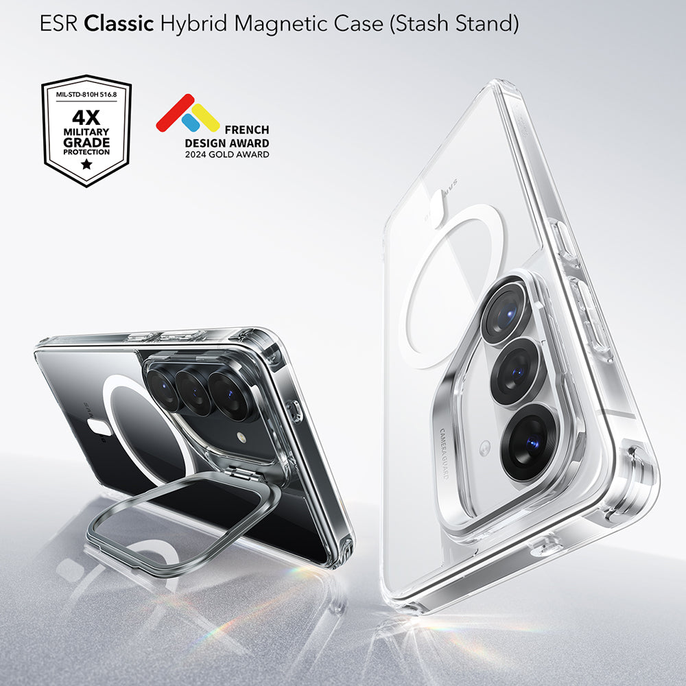 Capa MagSafe para Samsung Galaxy S26 Plus S947, ESR, Classic Hybrid Kickstand, Transparente