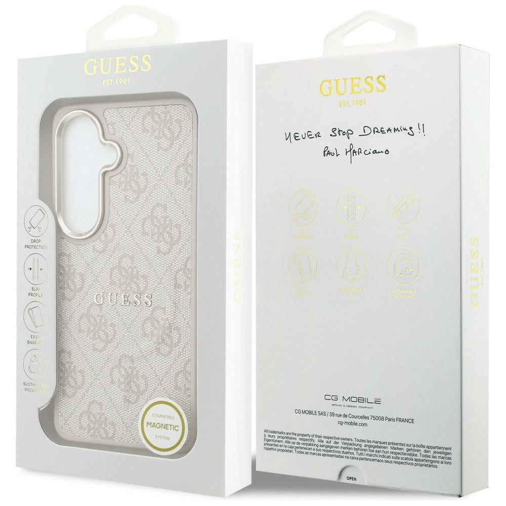 Capa MagSafe para Samsung Galaxy S26 Plus S947, Guess, Anel Relevo 4G, Rosa
