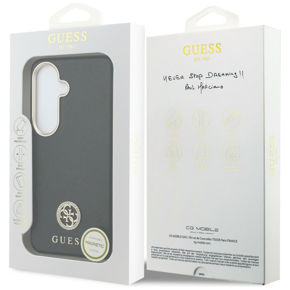 Capa MagSafe para Samsung Galaxy S26 Plus S947, Guess, Rhinestone Round Logo, Preta