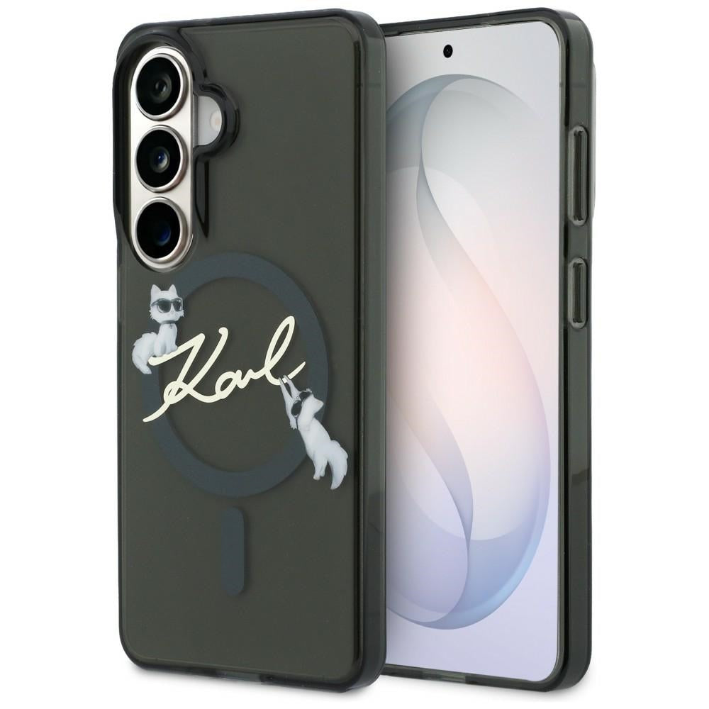 Capa MagSafe para Samsung Galaxy S26 Plus S947, Karl Lagerfeld, IML Choupette Karl Script Logo, Preta