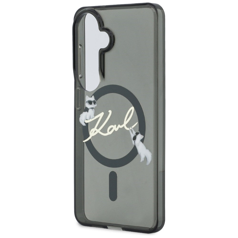 Capa MagSafe para Samsung Galaxy S26 Plus S947, Karl Lagerfeld, IML Choupette Karl Script Logo, Preta