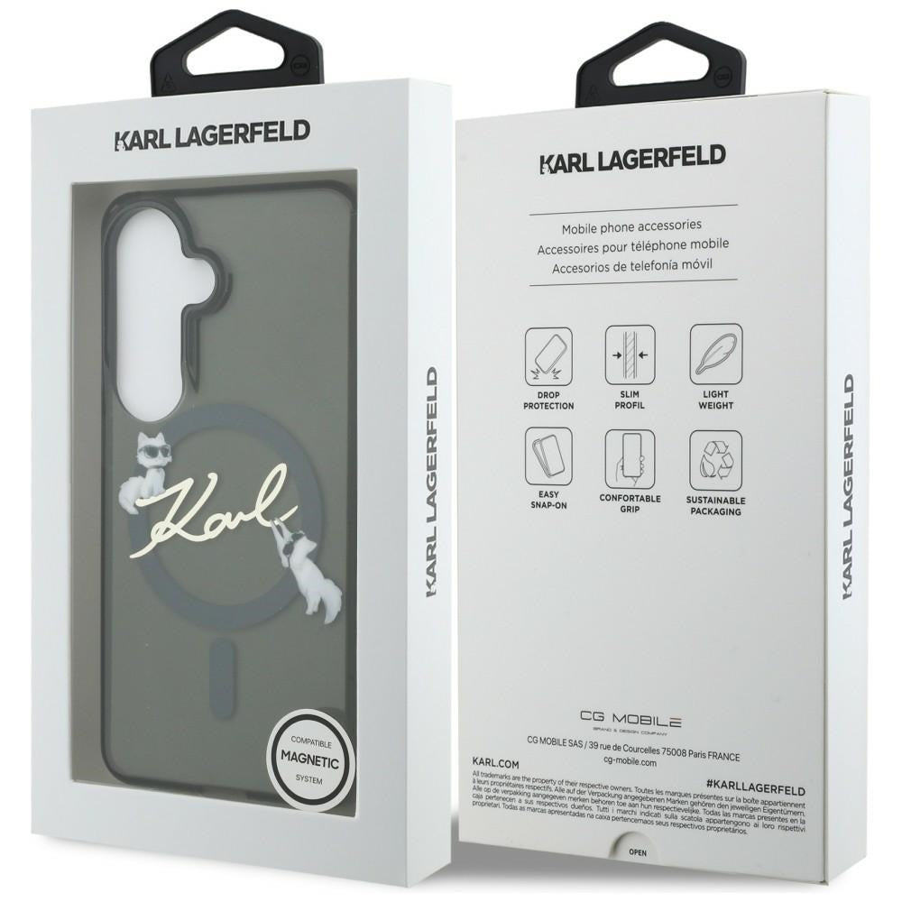Capa MagSafe para Samsung Galaxy S26 Plus S947, Karl Lagerfeld, IML Choupette Karl Script Logo, Preta