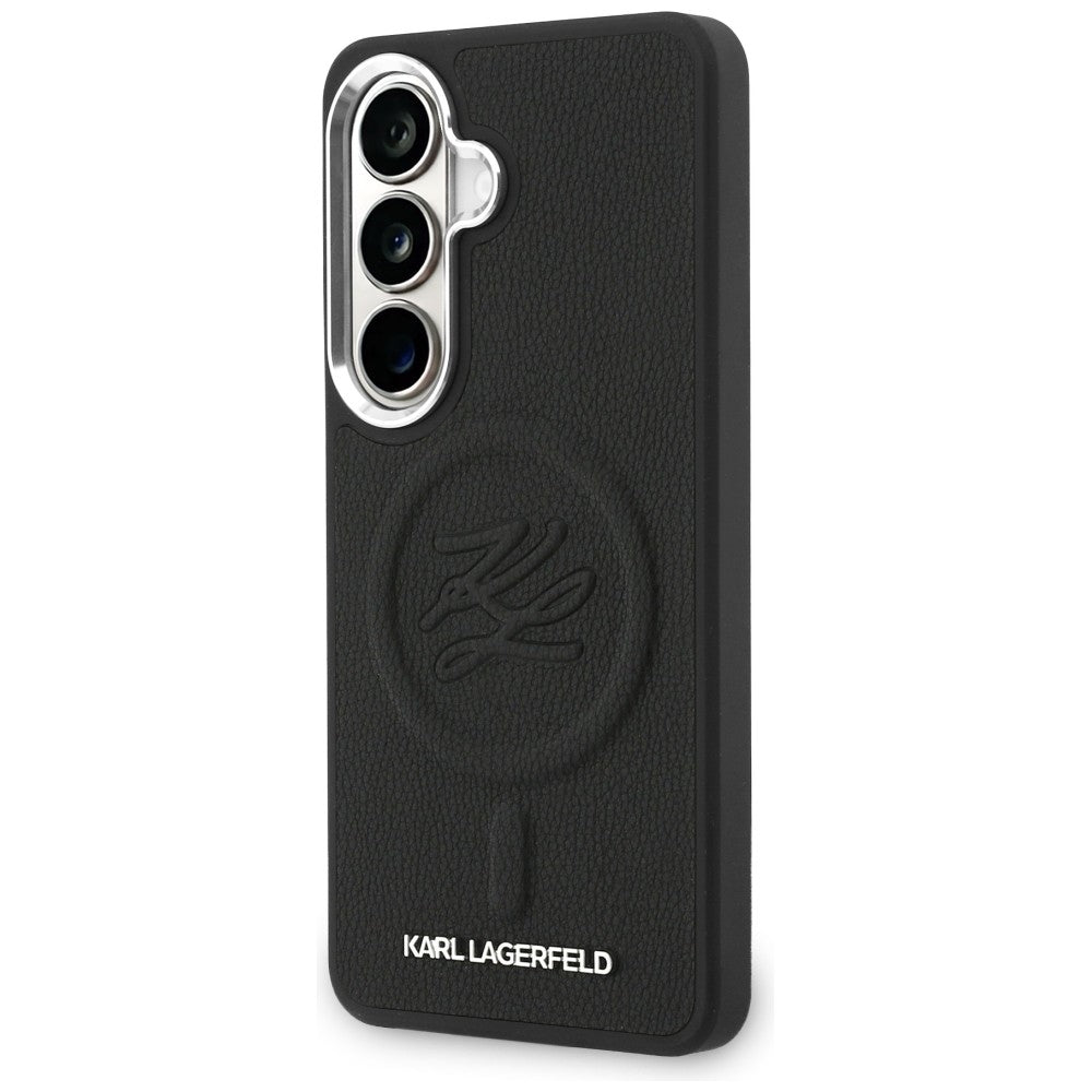 Capa MagSafe para Samsung Galaxy S26 Plus S947, Karl Lagerfeld, Initial Logo Debossed, Preta