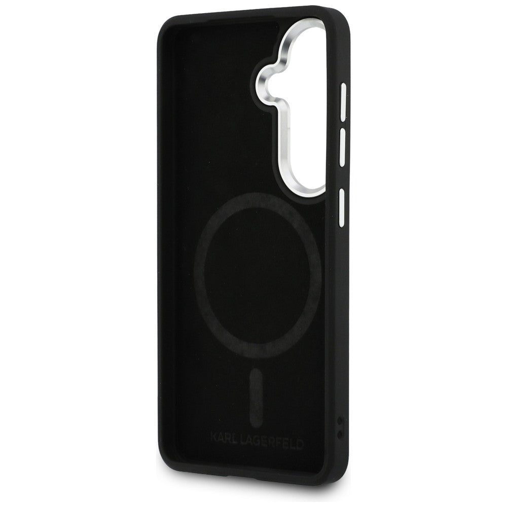 Capa MagSafe para Samsung Galaxy S26 Plus S947, Karl Lagerfeld, Initial Logo Debossed, Preta
