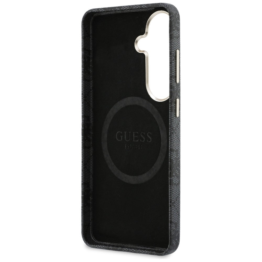Capa MagSafe para Samsung Galaxy S26 S942, Guess, 4G Script Logo, Preta