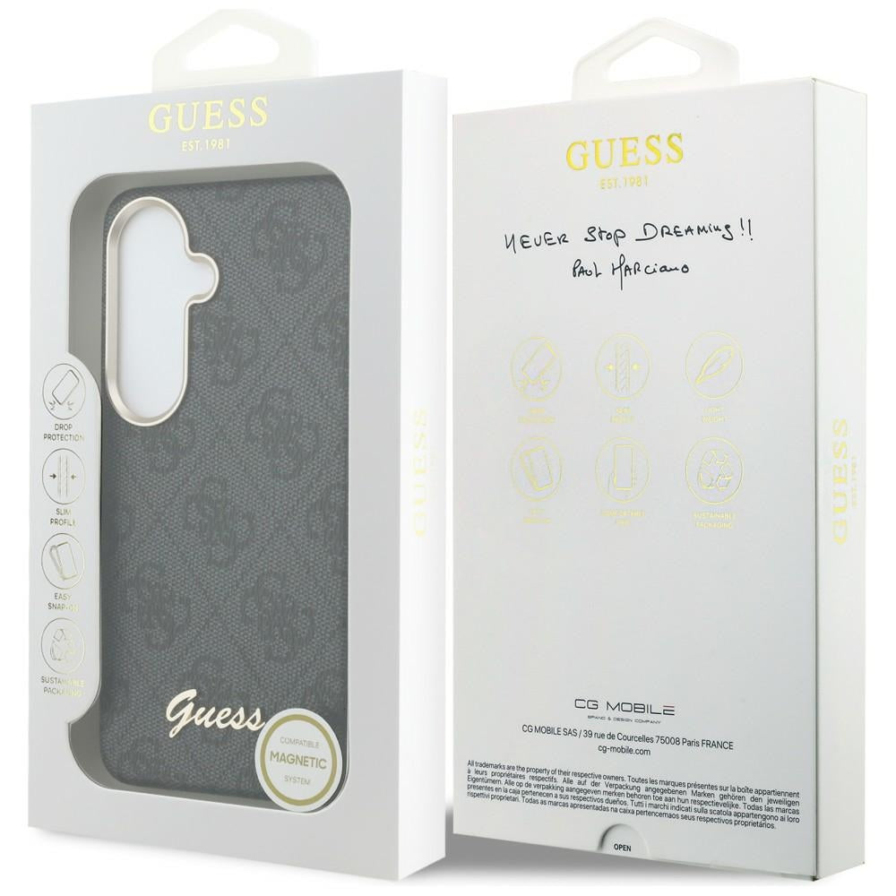 Capa MagSafe para Samsung Galaxy S26 S942, Guess, 4G Script Logo, Preta