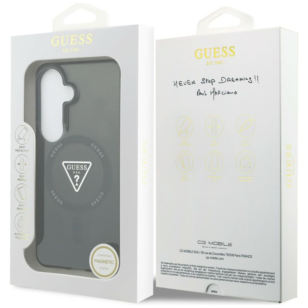 Capa MagSafe para Samsung Galaxy S26 S942, Guess, IML Gradient Triangle Logo, Preta