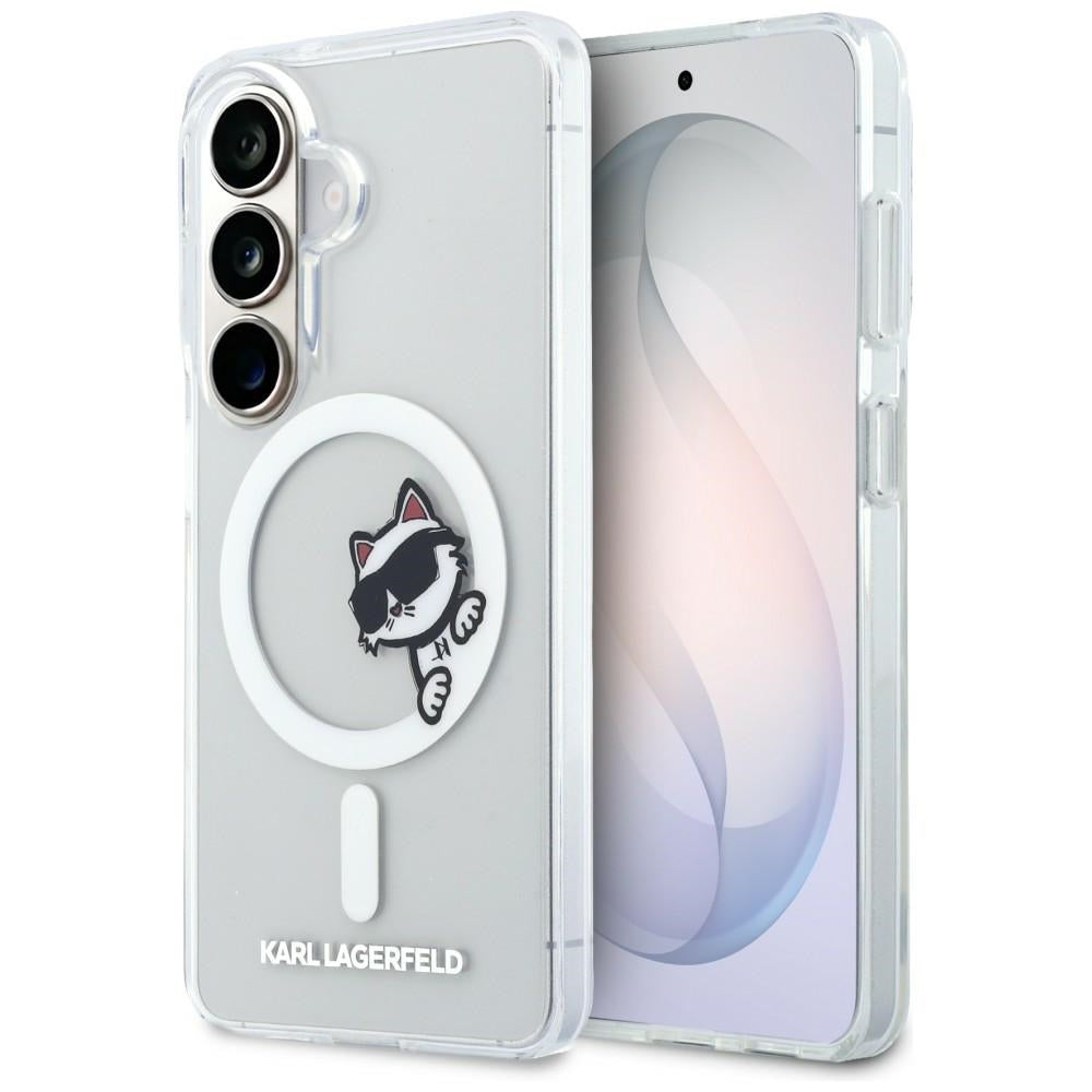 Capa MagSafe para Samsung Galaxy S26 S942, Karl Lagerfeld, IML Choupette Peekaboo Logo, Branca