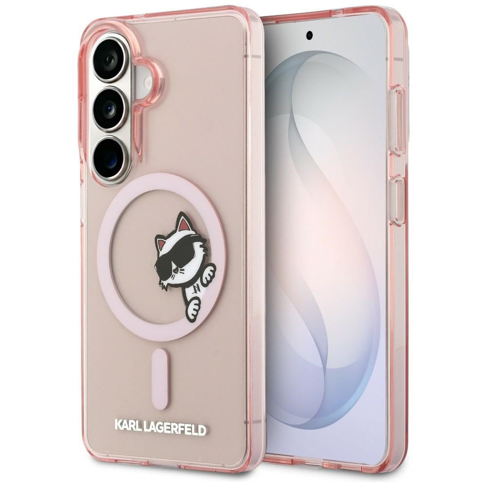 Capa MagSafe para Samsung Galaxy S26 S942, Karl Lagerfeld, IML Choupette Peekaboo Logo, Rosa
