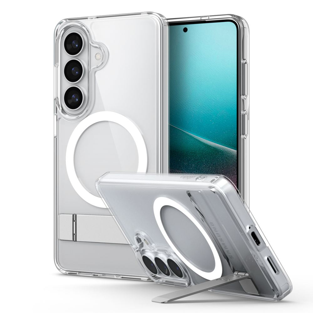 Capa MagSafe para Samsung Galaxy S26 S942, Spigen, Ultra Hybrid S, Transparente Branca ACS11061