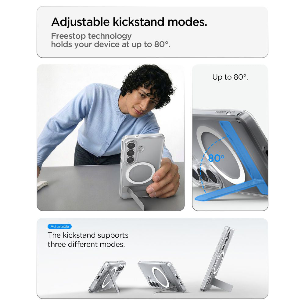 Capa MagSafe para Samsung Galaxy S26 S942, Spigen, Ultra Hybrid S, Transparente Branca ACS11061