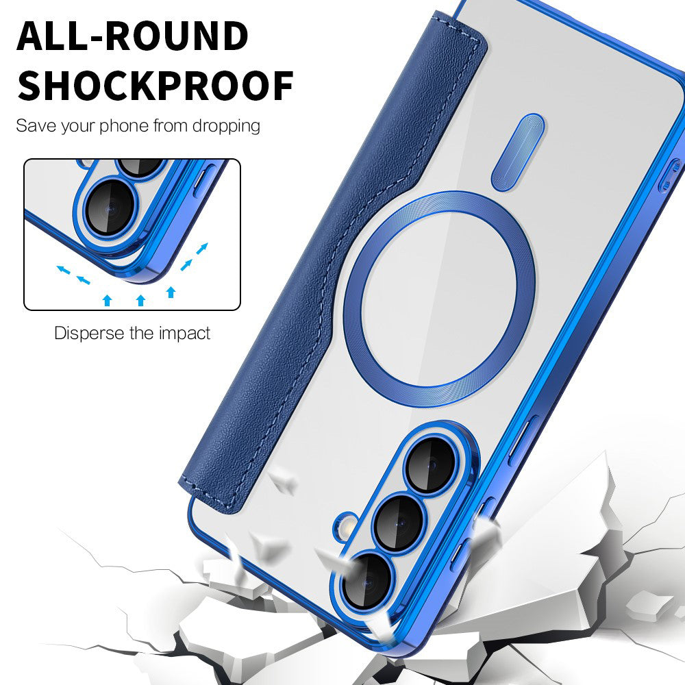 Capa MagSafe para Samsung Galaxy S26 S942, Techsuit, SmartMag Book, Azul