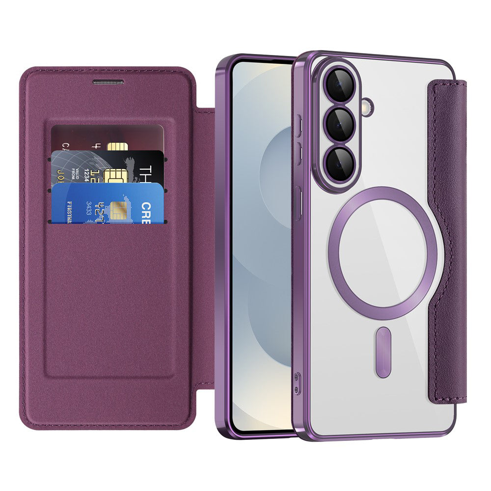 Capa MagSafe para Samsung Galaxy S26 S942, Techsuit, SmartMag Book, Roxo