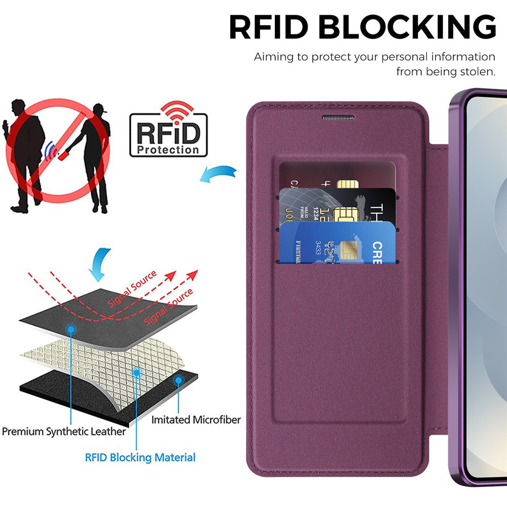 Capa MagSafe para Samsung Galaxy S26 S942, Techsuit, SmartMag Book, Roxo