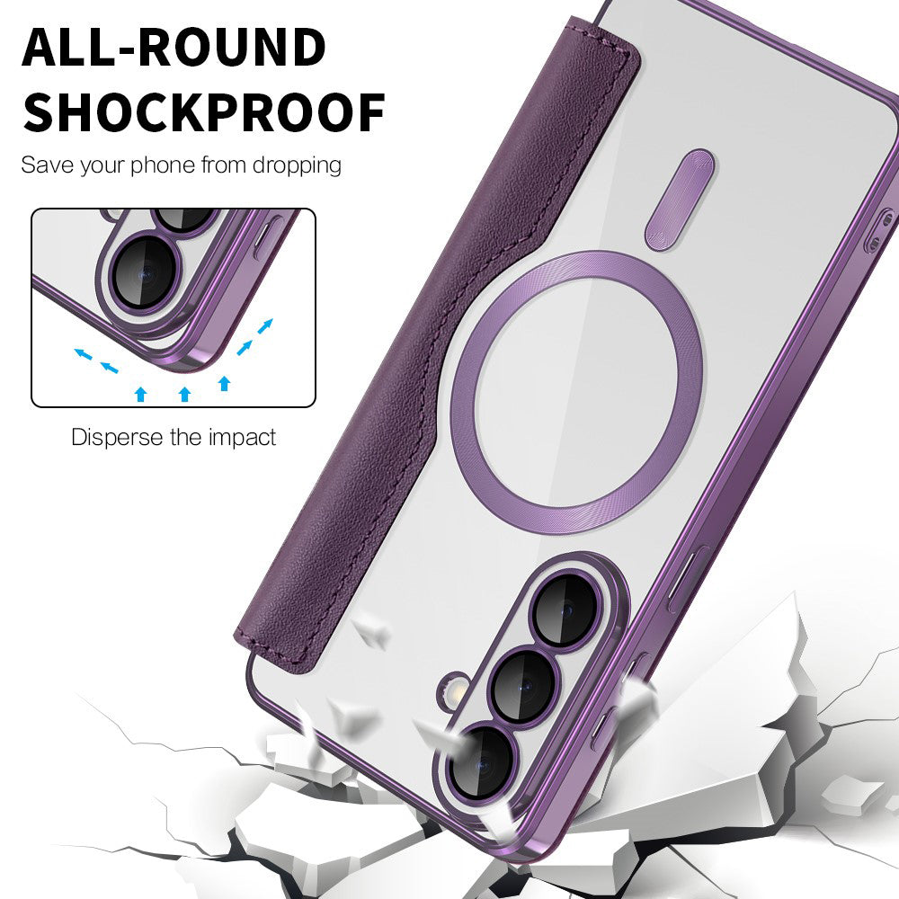 Capa MagSafe para Samsung Galaxy S26 S942, Techsuit, SmartMag Book, Roxo