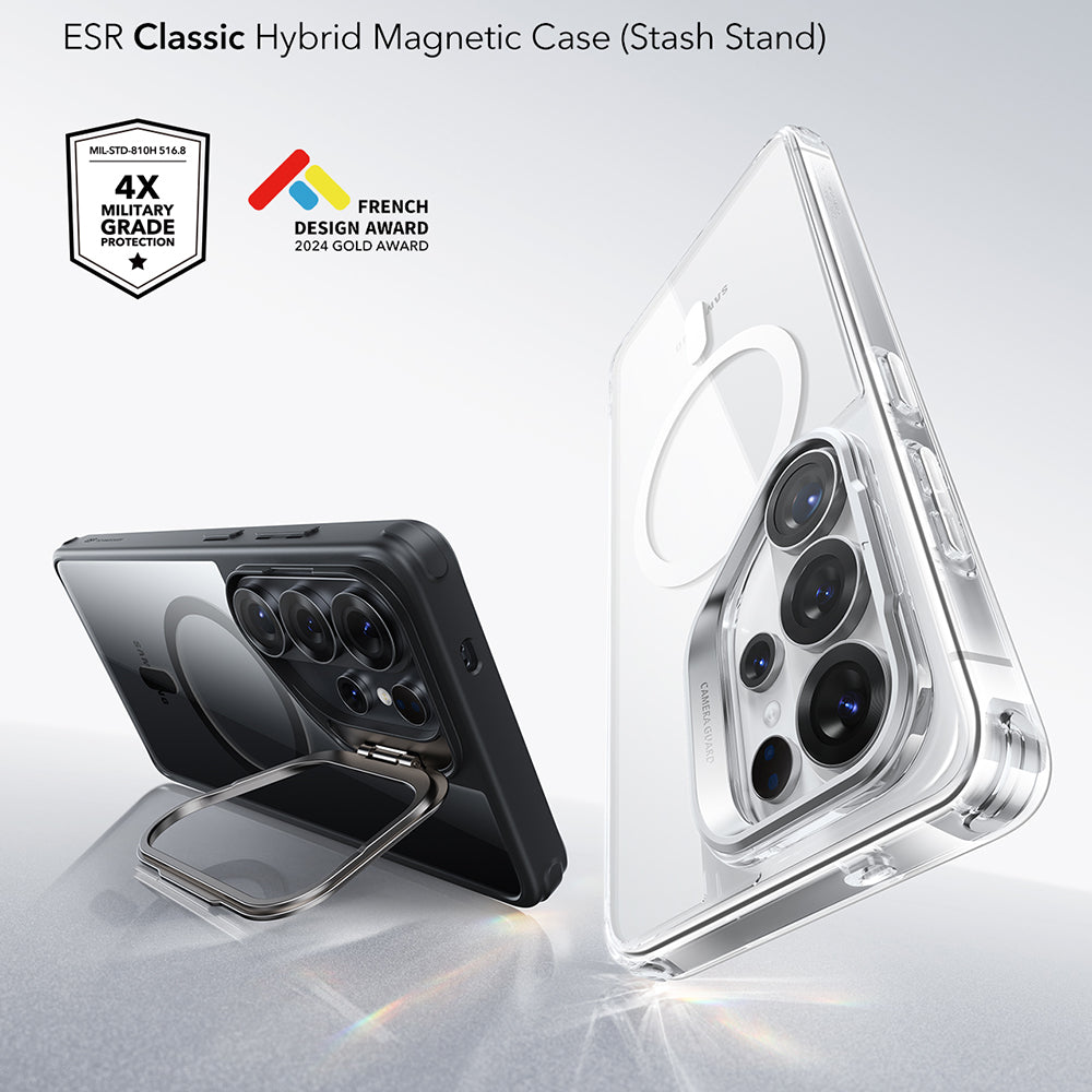 Capa MagSafe para Samsung Galaxy S26 Ultra S948, ESR, Classic Hybrid Kickstand, Preta Transparente