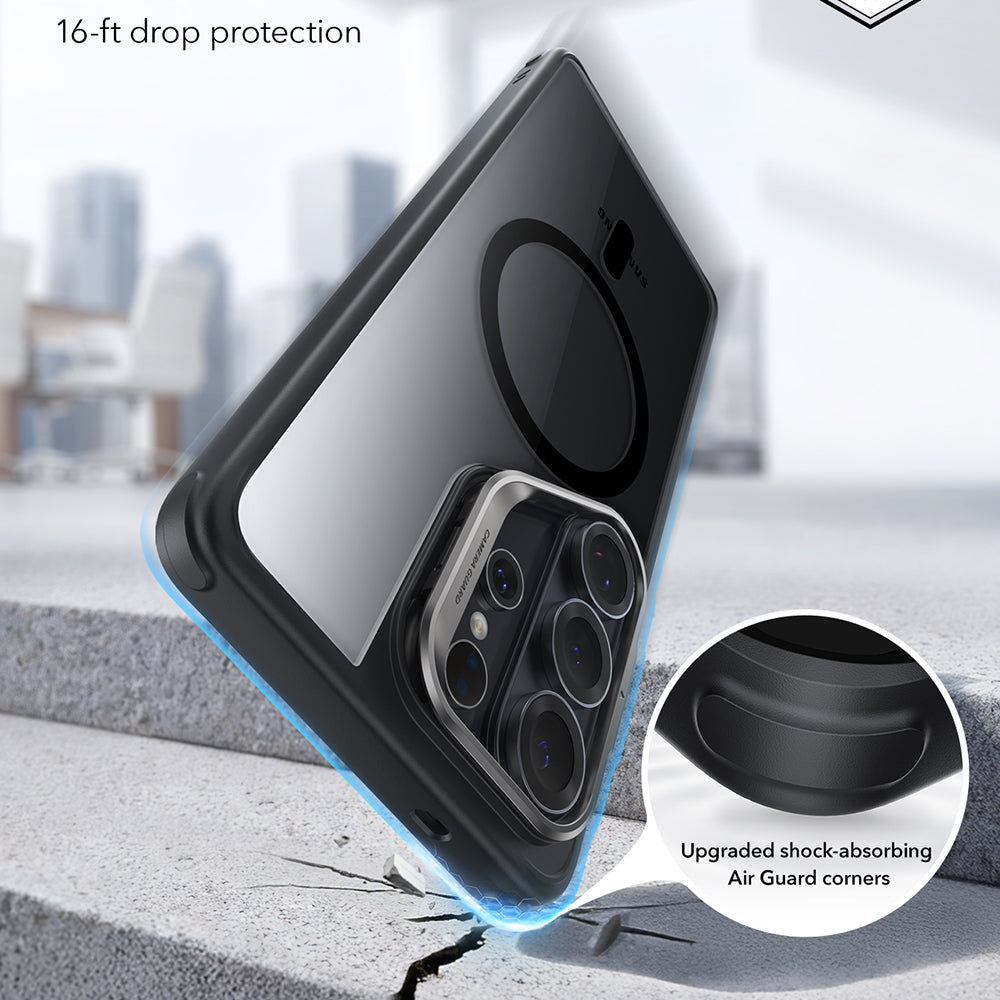Capa MagSafe para Samsung Galaxy S26 Ultra S948, ESR, Classic Hybrid Kickstand, Preta Transparente