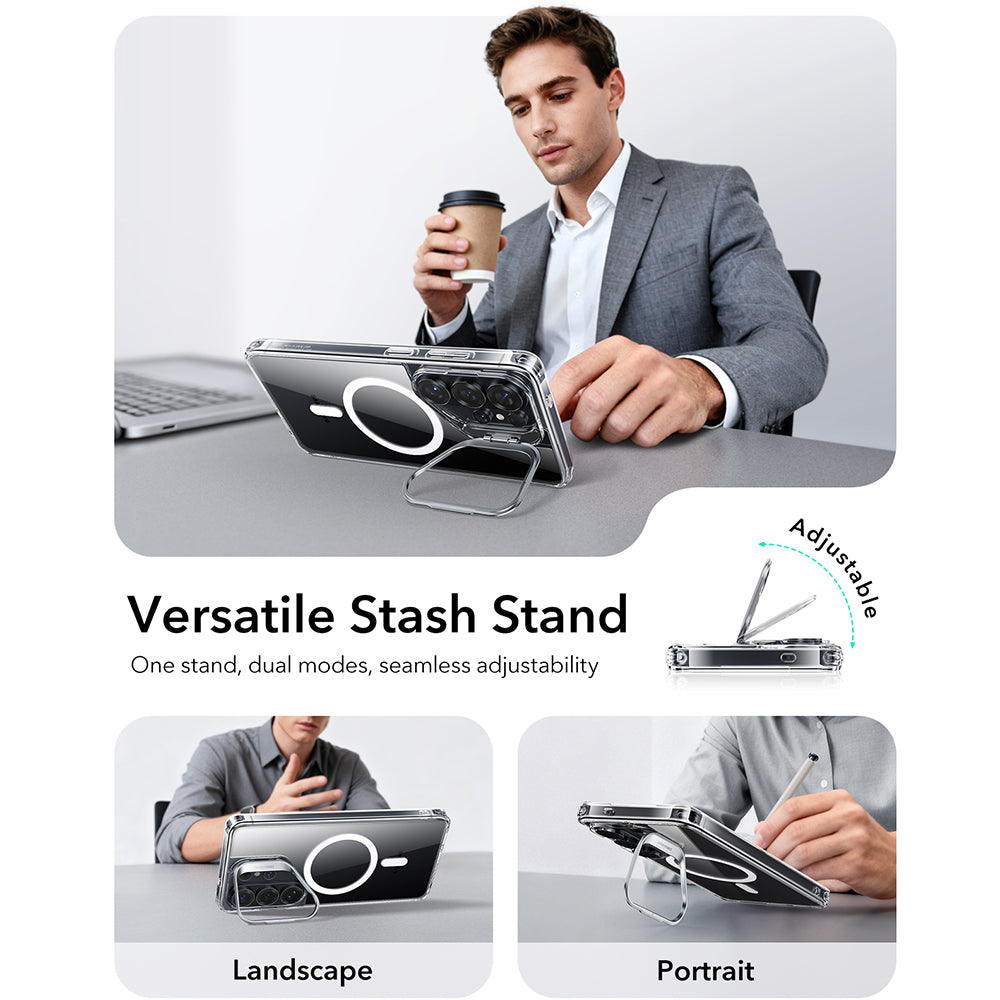 Capa MagSafe para Samsung Galaxy S26 Ultra S948, ESR, Classic Hybrid Kickstand, Transparente