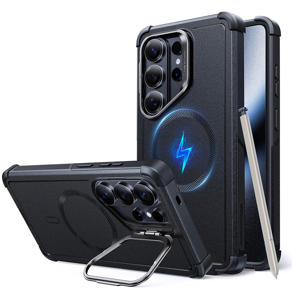 Capa MagSafe para Samsung Galaxy S26 Ultra S948, ESR, Cyber Armor Kickstand, Preta