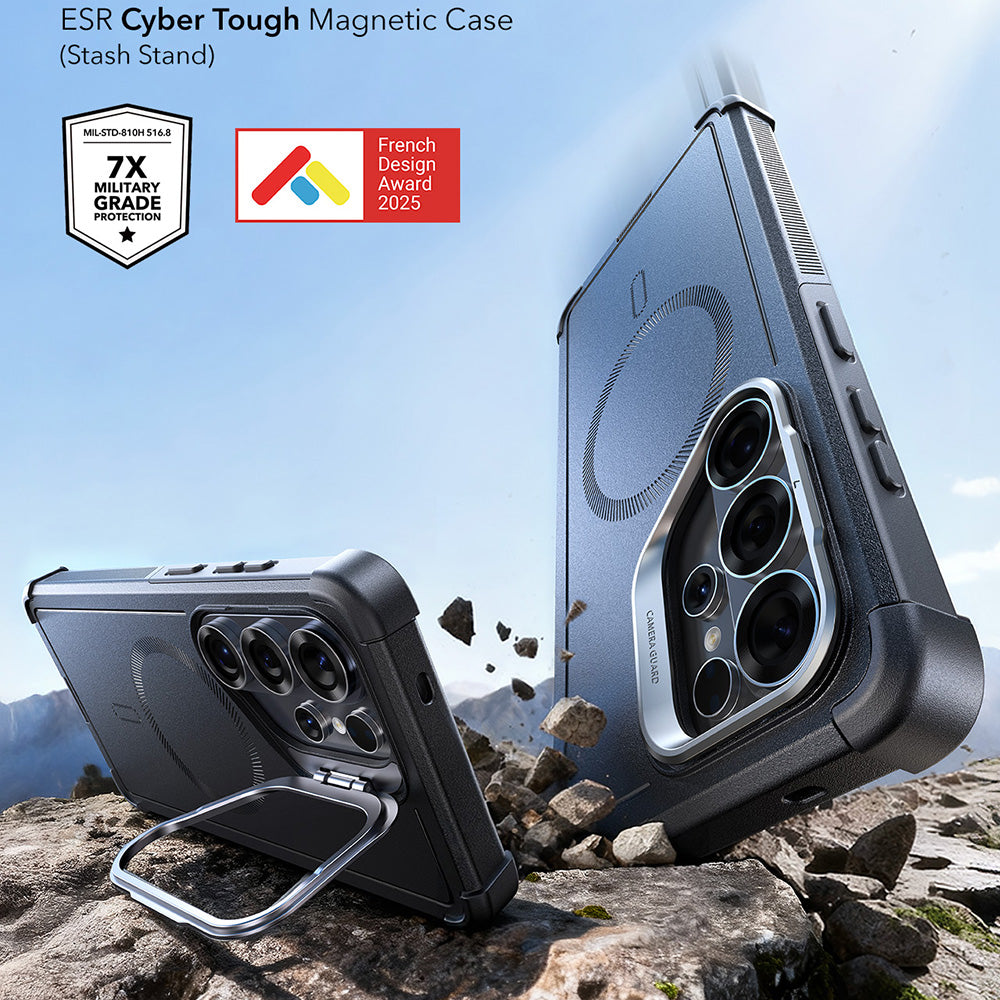 Capa MagSafe para Samsung Galaxy S26 Ultra S948, ESR, Cyber Armor Kickstand, Preta