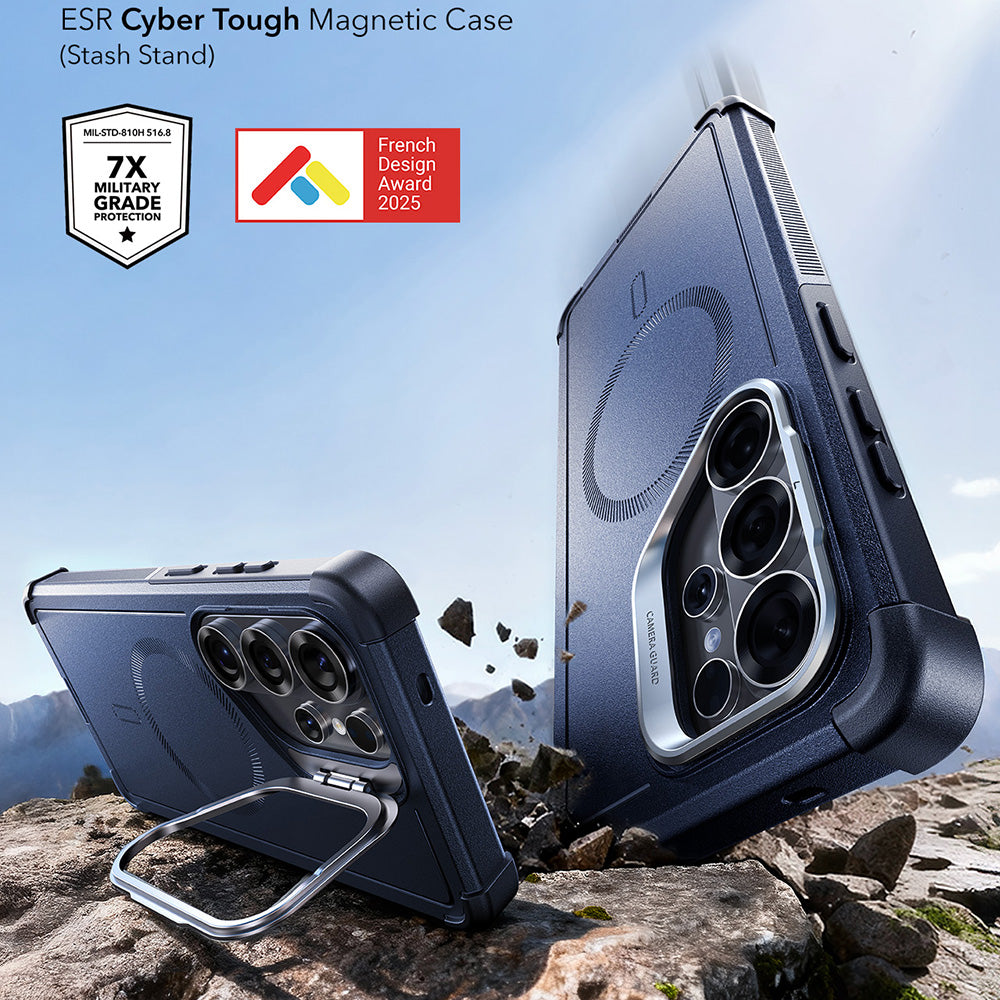Capa MagSafe para Samsung Galaxy S26 Ultra S948, ESR, Cyber Armor Kickstand, Preta