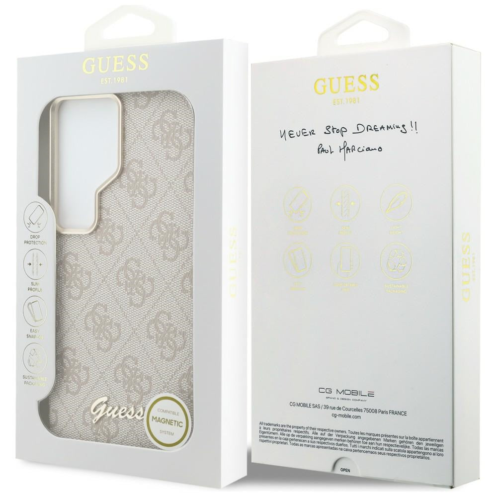 Capa MagSafe para Samsung Galaxy S26 Ultra S948, Guess, 4G Script Logo, Rosa