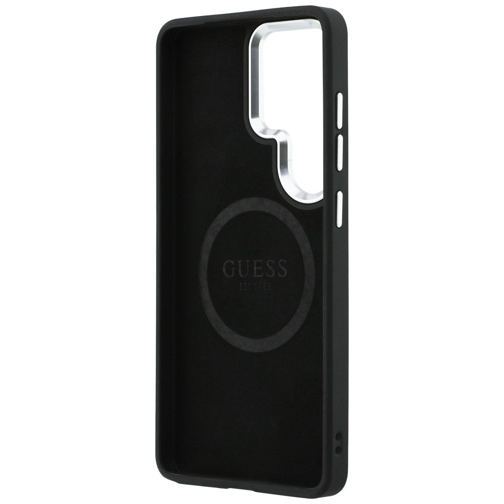 Capa MagSafe para Samsung Galaxy S26 Ultra S948, Guess, Logótipo Triângulo com Glitter Fixo, Prateada