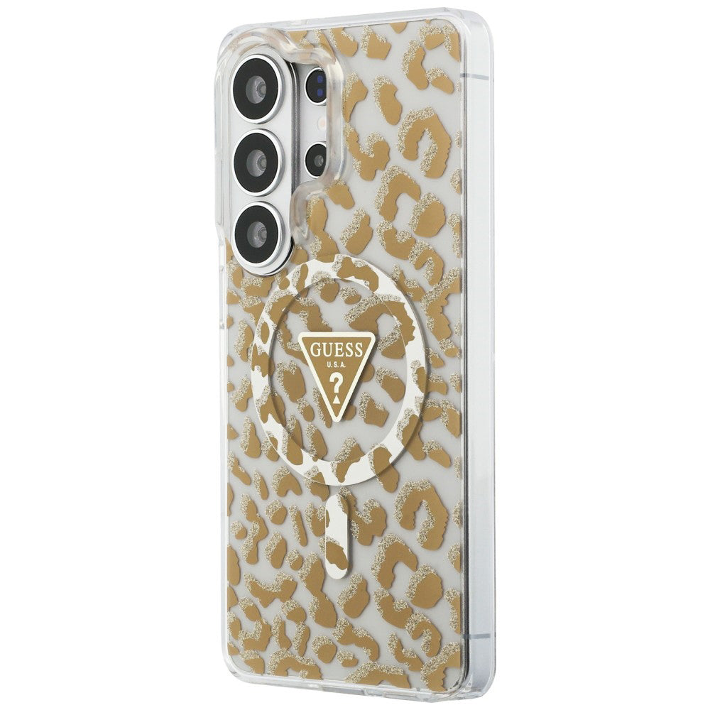 Capa MagSafe para Samsung Galaxy S26 Ultra S948, Guess, Padrão Leopardo IML, Marrom