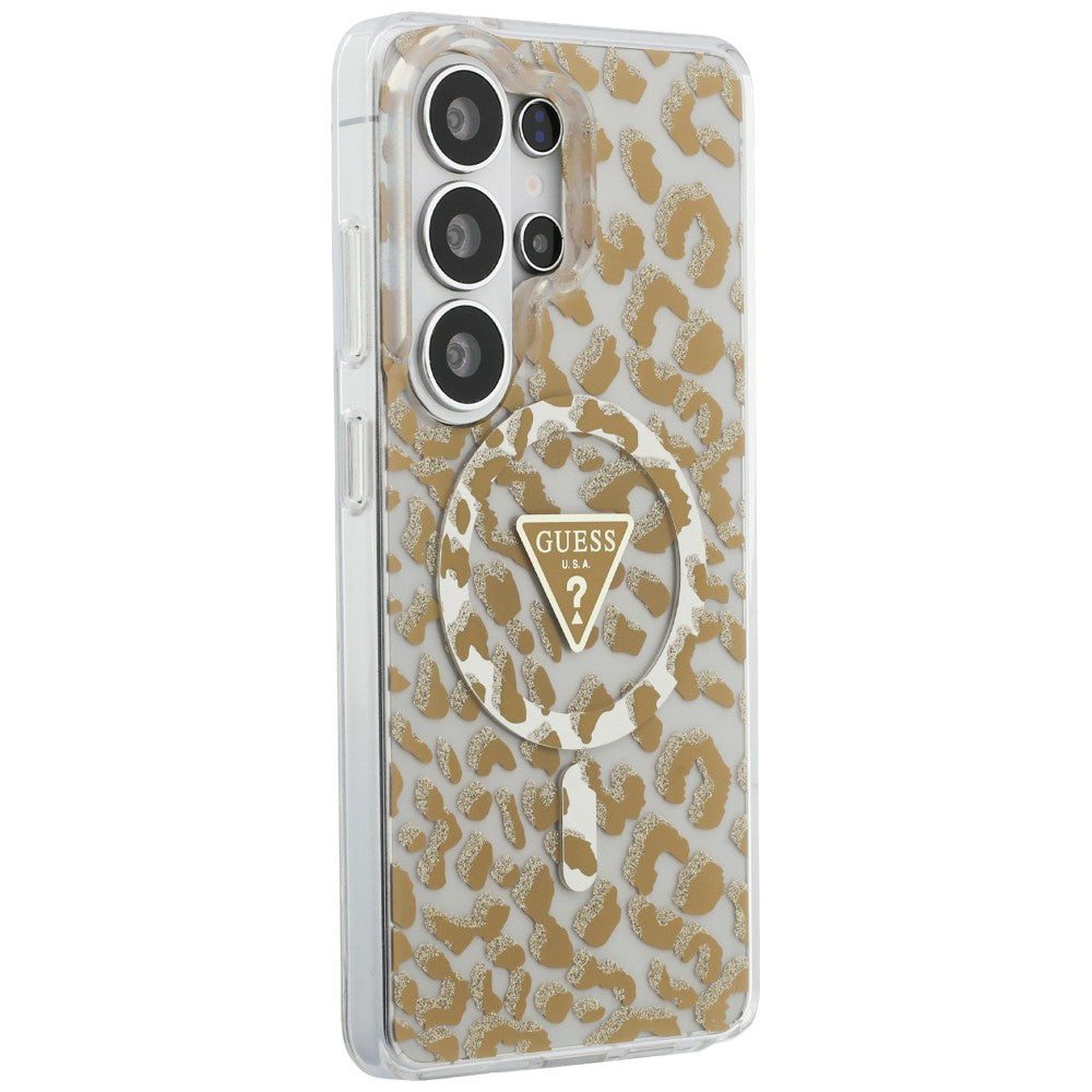 Capa MagSafe para Samsung Galaxy S26 Ultra S948, Guess, Padrão Leopardo IML, Marrom