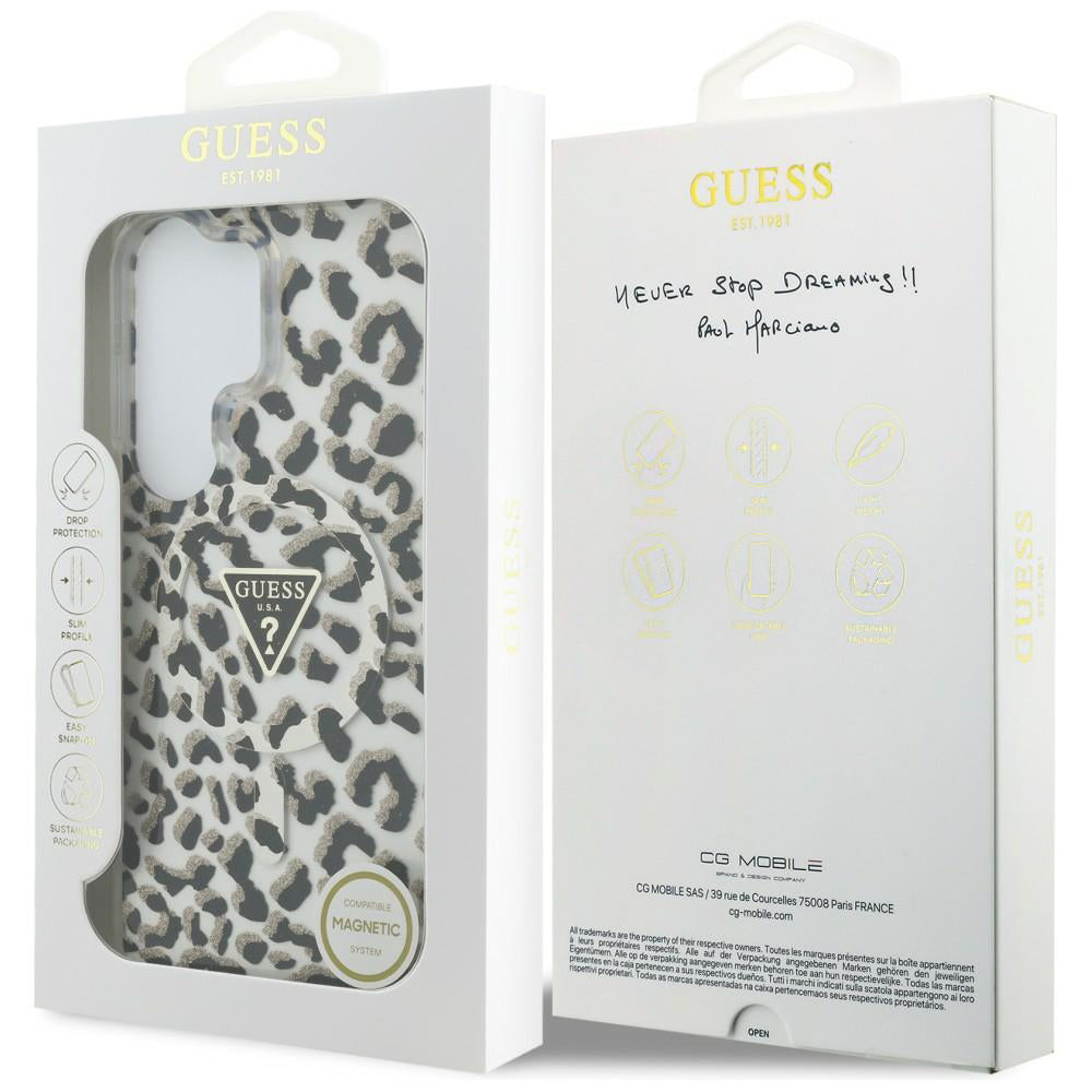 Capa MagSafe para Samsung Galaxy S26 Ultra S948, Guess, Padrão Leopardo IML, Preta