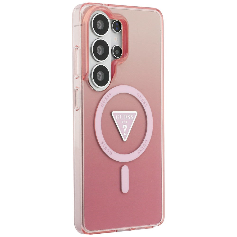 Capa MagSafe para Samsung Galaxy S26 Ultra S948, Guess, IML Gradient Triangle Logo, Rosa