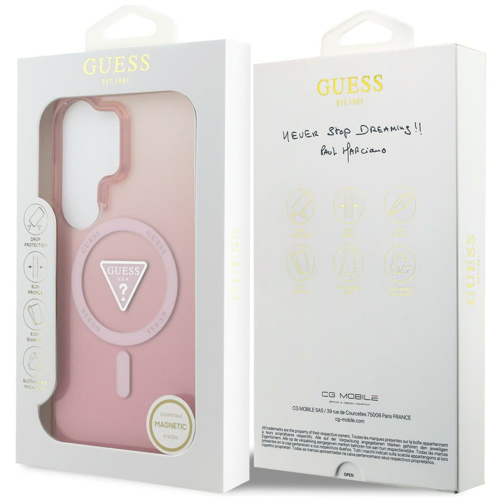Capa MagSafe para Samsung Galaxy S26 Ultra S948, Guess, IML Gradient Triangle Logo, Rosa