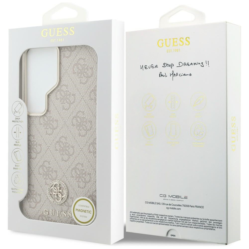 Capa MagSafe para Samsung Galaxy S26 Ultra S948, Guess, Rhinestone Round Logo, Rosa