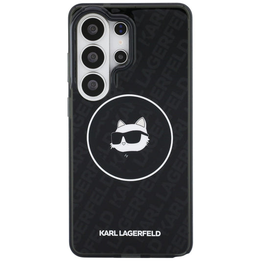 Capa MagSafe para Samsung Galaxy S26 Ultra S948, Karl Lagerfeld, IML Choupette Head on KL Repeated Logo, Preta