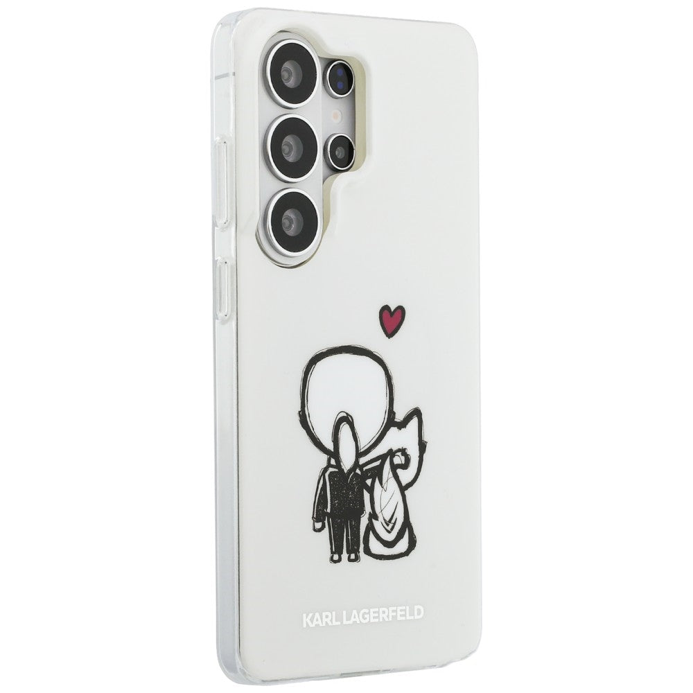 Capa MagSafe para Samsung Galaxy S26 Ultra S948, Karl Lagerfeld, IML Karl & Choupette Back Logo, Branca