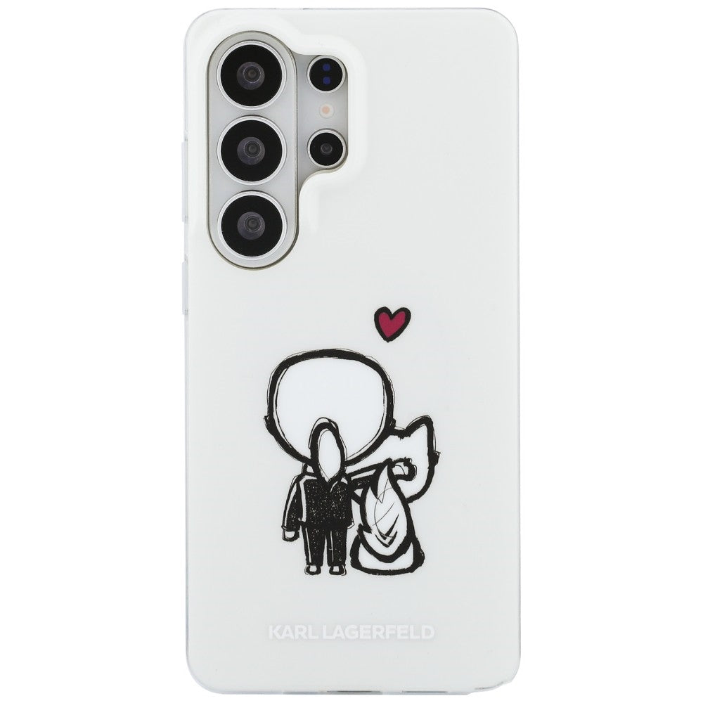 Capa MagSafe para Samsung Galaxy S26 Ultra S948, Karl Lagerfeld, IML Karl & Choupette Back Logo, Branca