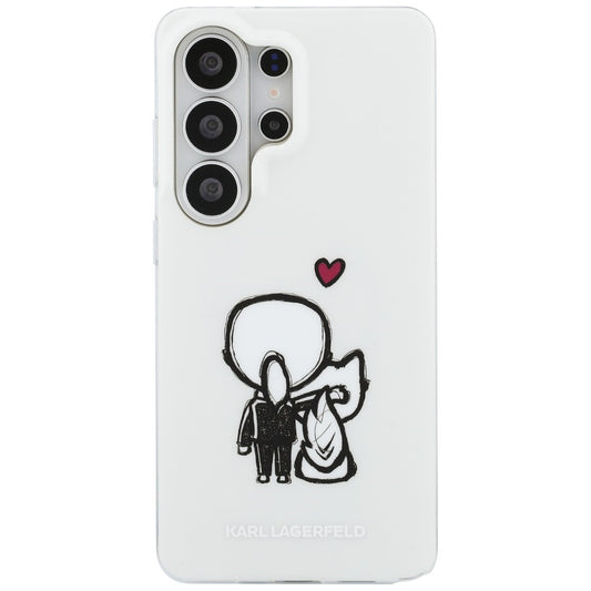 Capa MagSafe para Samsung Galaxy S26 Ultra S948, Karl Lagerfeld, IML Karl & Choupette Back Logo, Branca