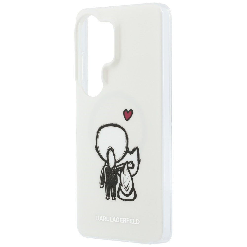Capa MagSafe para Samsung Galaxy S26 Ultra S948, Karl Lagerfeld, IML Karl & Choupette Back Logo, Branca