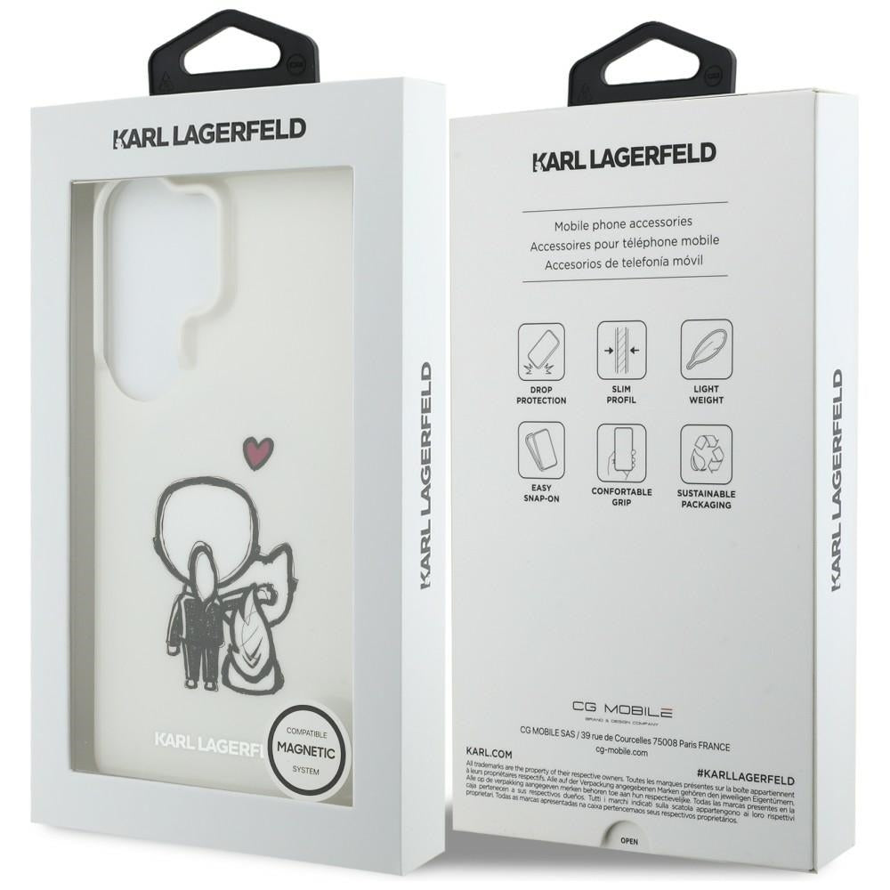 Capa MagSafe para Samsung Galaxy S26 Ultra S948, Karl Lagerfeld, IML Karl & Choupette Back Logo, Branca