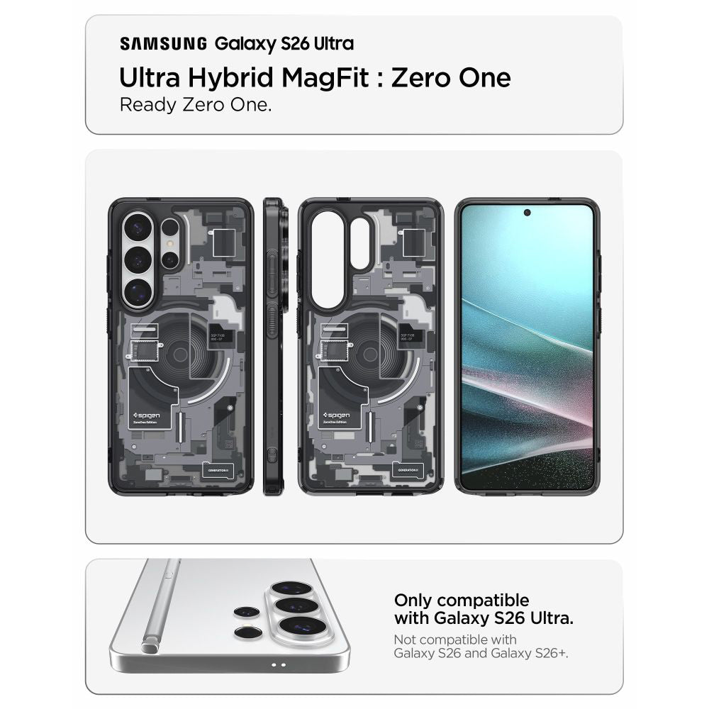 Capa MagSafe para Samsung Galaxy S26 Ultra S948, Spigen, Ultra Hybrid Zero One, Preta ACS10682