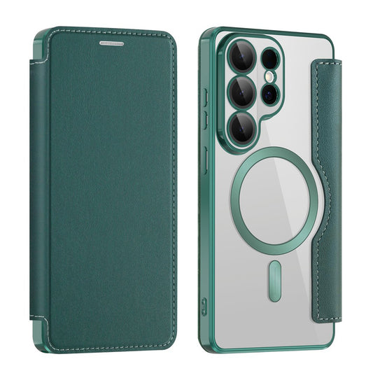 Capa MagSafe para Samsung Galaxy S26 Ultra, Techsuit, SmartMag Book, Verde