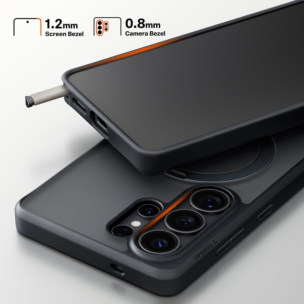 Capa MagSafe para Samsung Galaxy S26 Ultra S948, Torras, Ostand Spin, Preta