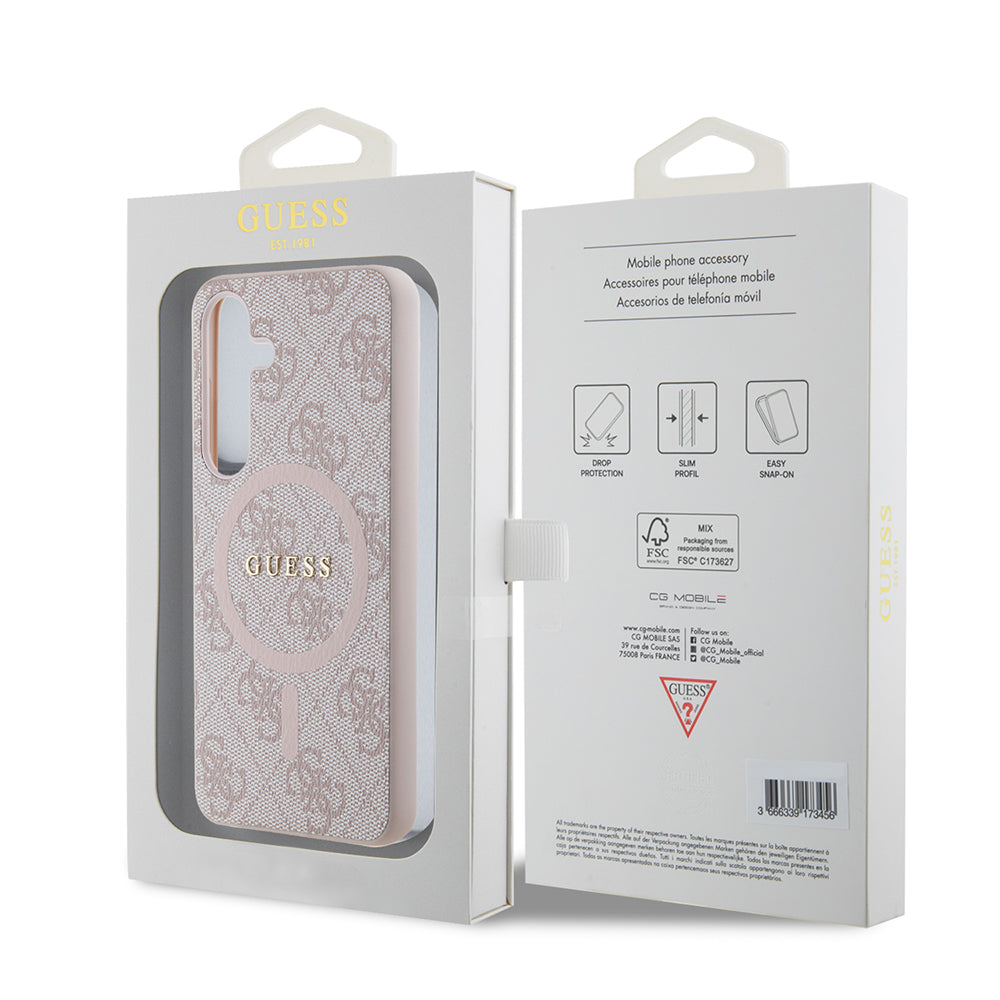 Capa MagSafe para Samsung Galaxy Z Flip7 F766, Guess, Coleção 4G, Rosa