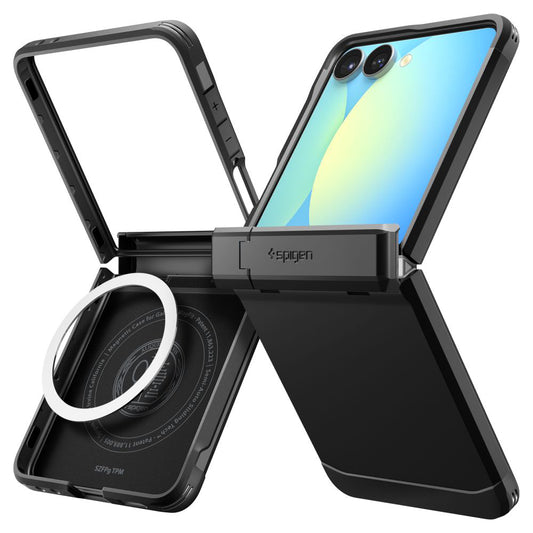 Capa MagSafe para Samsung Galaxy Z Flip7 F766, Spigen, Tough Armor Pro, Preta ACS09561