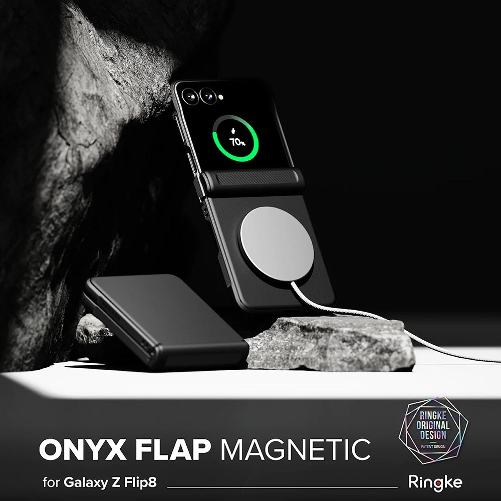 Capa MagSafe para Samsung Galaxy Z Flip8 F776, Ringke, Onyx Flap, Preta