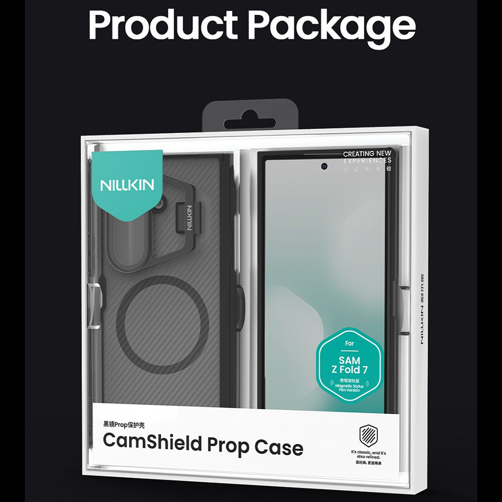MagSafe Case for Samsung Galaxy Z Fold7 F966, Nillkin, CamShield Prop with Transparent Lens Cover and S-Pen Holder, Transparent Black